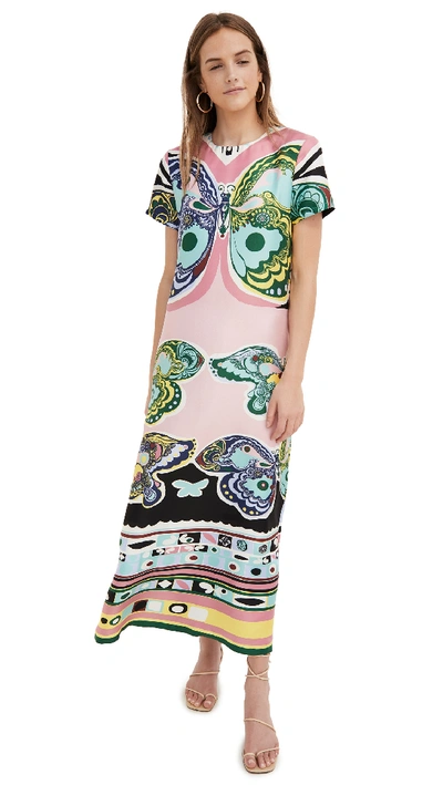 Shop La Doublej Silk Swing Dress In Butterfly