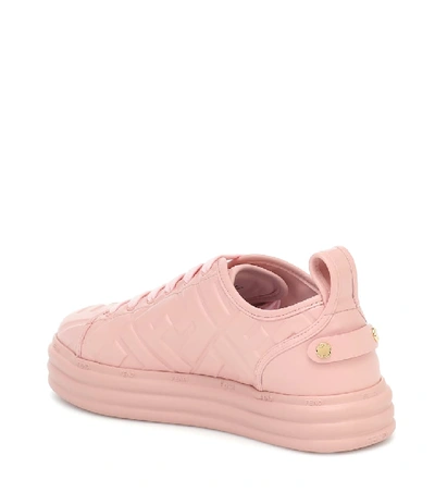 Shop Fendi Ff Embossed Leather Sneakers In Pink