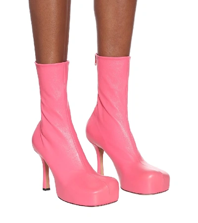 Shop Bottega Veneta Bold Leather Ankle Boots In Pink