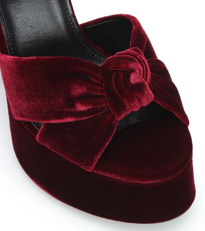 Shop Saint Laurent Bianca 125 Velvet Platform Sandals In Red