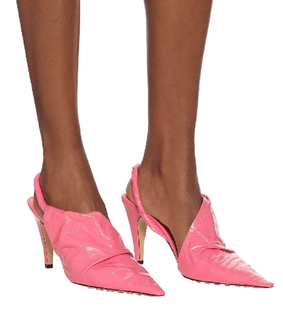 Shop Bottega Veneta Point 90 Leather Slingback Pumps In Pink