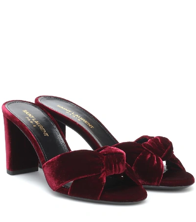 Shop Saint Laurent Bianca 75 Velvet Sandals In Red