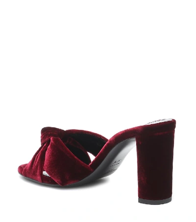 Shop Saint Laurent Bianca 75 Velvet Sandals In Red