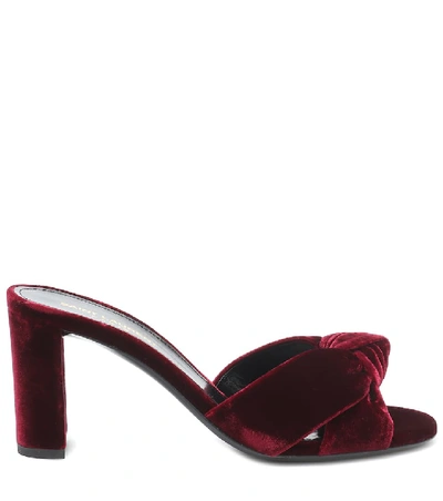 Shop Saint Laurent Bianca 75 Velvet Sandals In Red