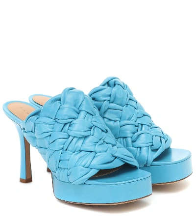 Shop Bottega Veneta Board Leather Sandals In Blue