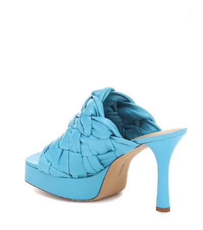 Shop Bottega Veneta Board Leather Sandals In Blue