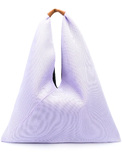 Shop Mm6 Maison Margiela Mesh Japanese Tote Bag In Purple