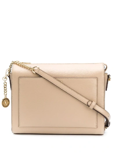 Shop Dkny Zipped Leather Shoulder Bag In Neutrals