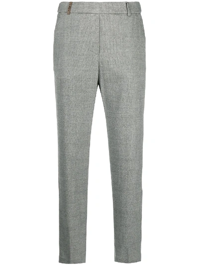 Shop Peserico Cropped Wool-blend Trousers In Grey