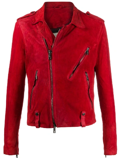 Shop Giorgio Brato Zipped Biker Jacket In Red