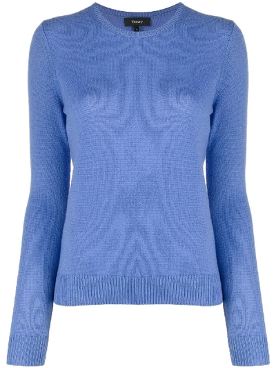 Shop Theory Crew Neck Knit Jumper In Blue