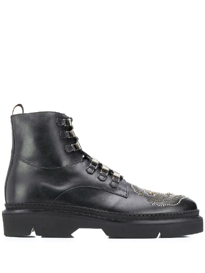 Shop Etro Studded Combat Boots In Black