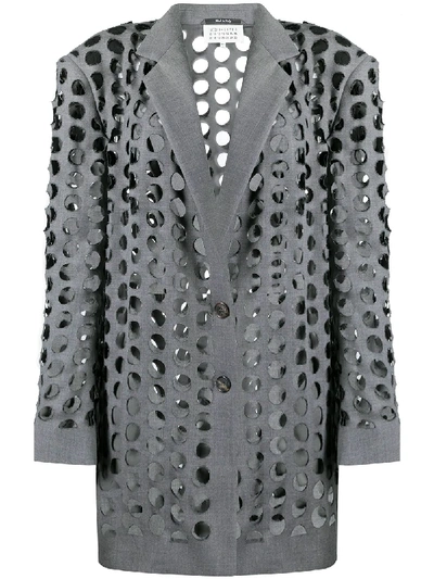 Shop Maison Margiela Perforated Single-breasted Blazer In Grey