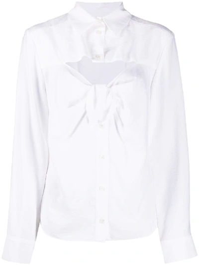 Shop Jacquemus Front Tie Shirt In White