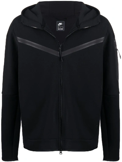Shop Nike Embroidered Logo Zip-up Hoodie In Black