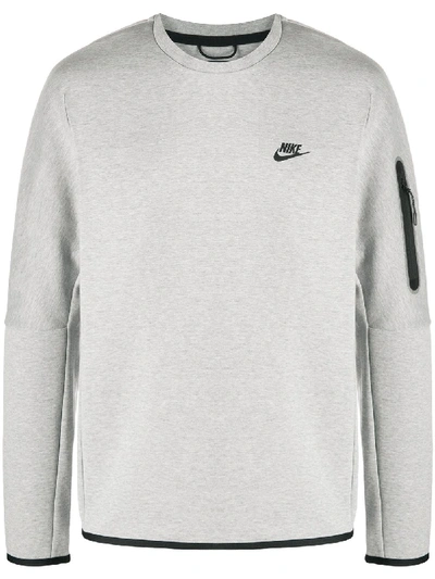 Shop Nike Logo Embroidered Sweatshirt In Grey