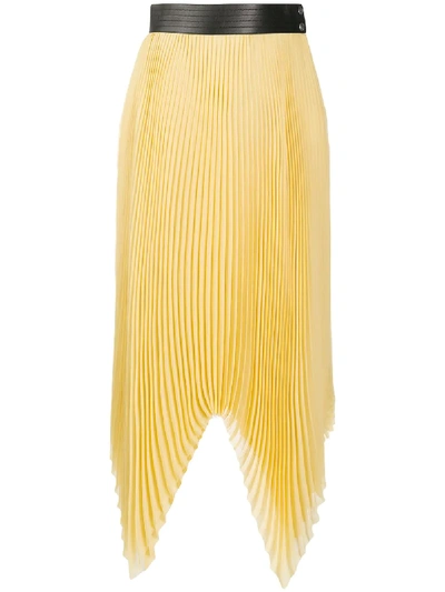 Shop Loewe Zigzag-hem Pleated Skirt In Yellow