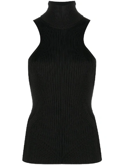 Shop Mugler Ribbed-knit Turtleneck Top In Black