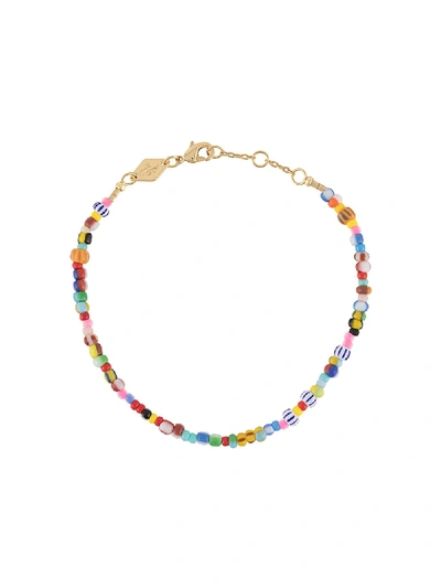 Shop Anni Lu Multi-bead Rainbow Bracelet In Yellow