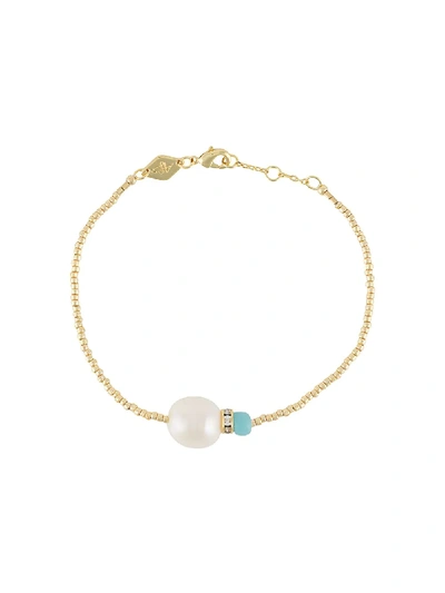 Shop Anni Lu Beaded Pearl Bracelet In Gold