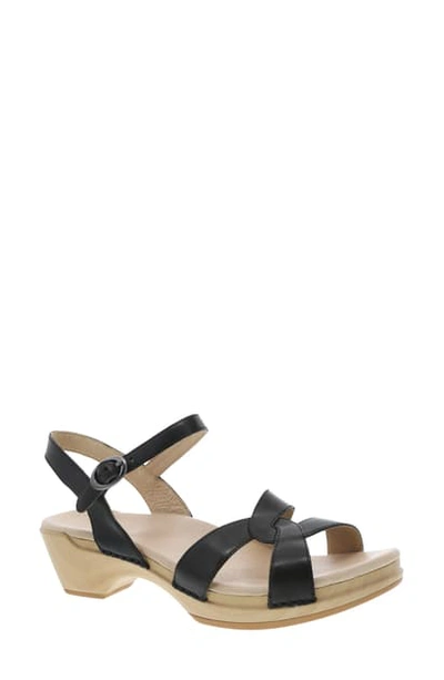 Shop Dansko Karmen Sandal In Black Burnished Leather