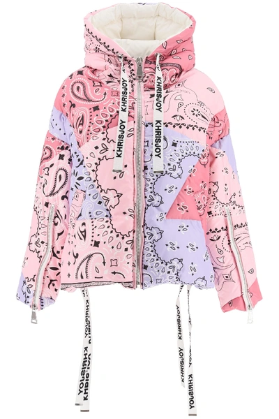 Shop Khrisjoy Bandana Print Khris Puffer Jacket In Multi Pink (pink)