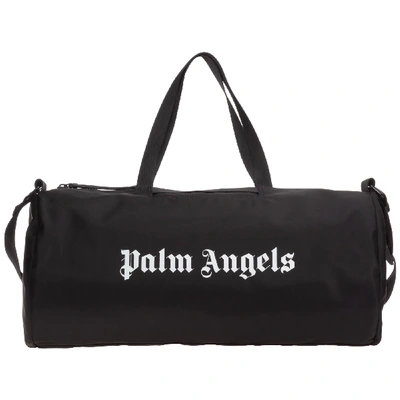 Shop Palm Angels Logo Gym Bag In Nero