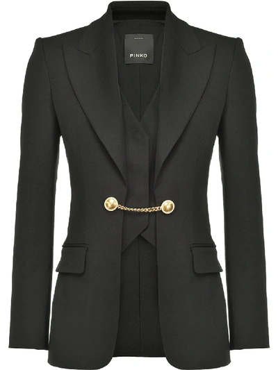 Shop Pinko Chain-detail Tailored Blazer In Black