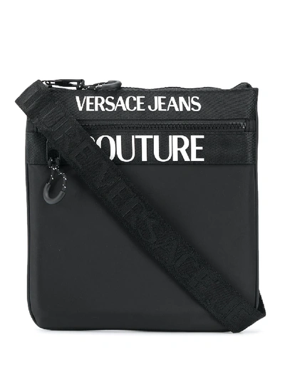 Shop Versace Jeans Couture Logo-print Messenger Bag In Black