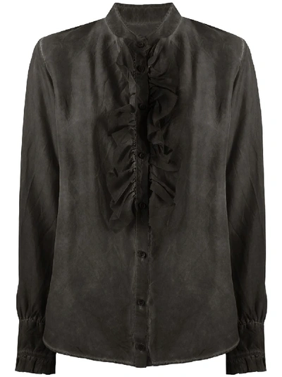 Shop Uma Wang Ruffled Silk Top In Black