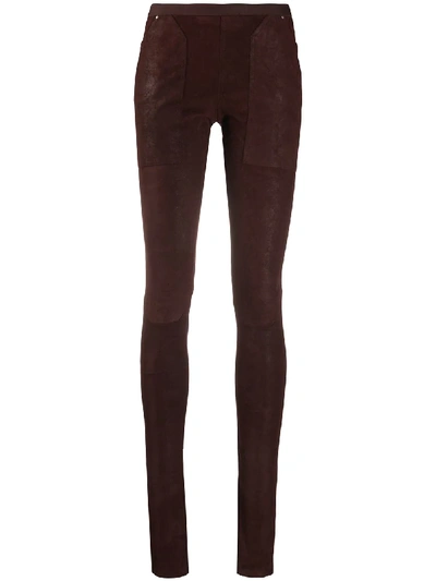 Shop Rick Owens Skinny-fit Panelled Trousers In Red