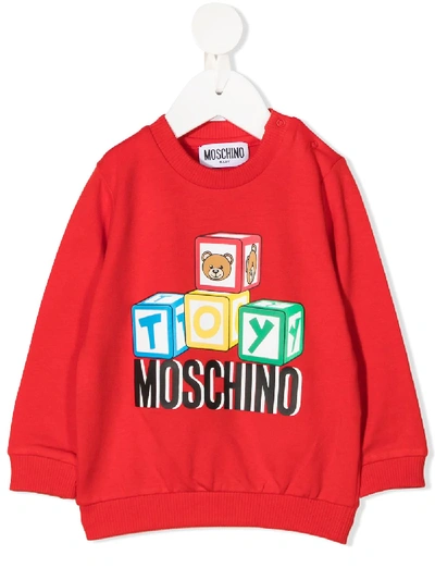 Shop Moschino Block Print Sweatshirt In Red