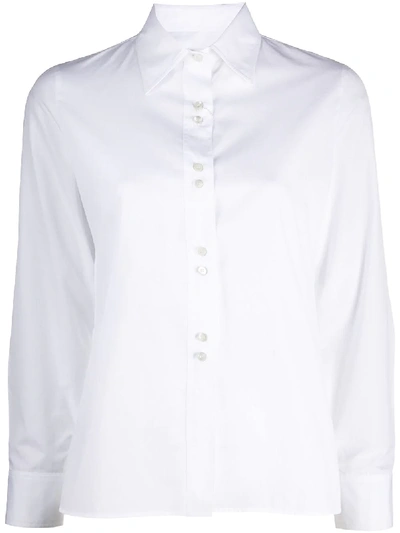 Shop Maison Margiela Long-sleeve Cotton Shirt In White