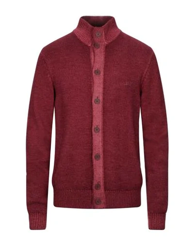 Shop Sun 68 Man Cardigan Burgundy Size Xxl Wool In Red