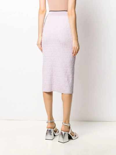 Shop Fendi Monogram Pattern Knitted Skirt In Purple