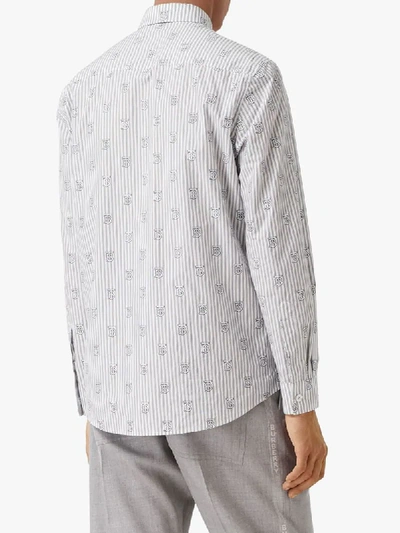 Shop Burberry Monogram-print Striped Shirt In White