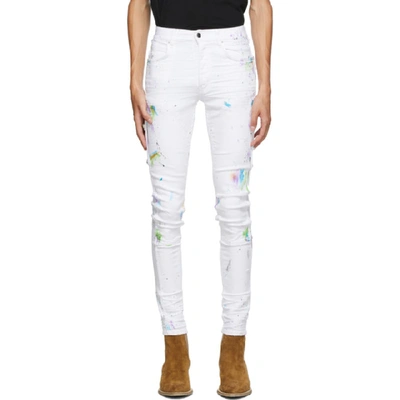 Shop Amiri White Painter Workman Skinny Jeans