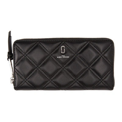 Shop Marc Jacobs Black Quilted Softshot Standard Wallet In 001 Black