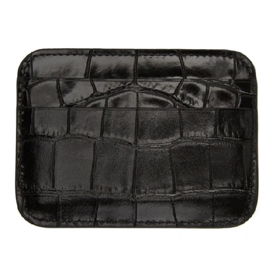 Shop Balenciaga Black Croc Bb Card Holder In 1000 Black