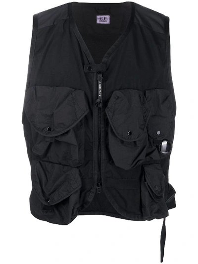 Shop C.p. Company Multi-pocket Tactical Vest In Black