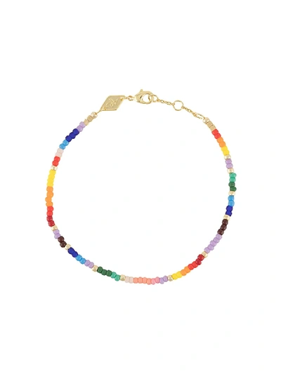Shop Anni Lu Rainbow Bead Bracelet In Yellow