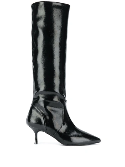Shop Pollini Pointed Knee-length Boots In Black