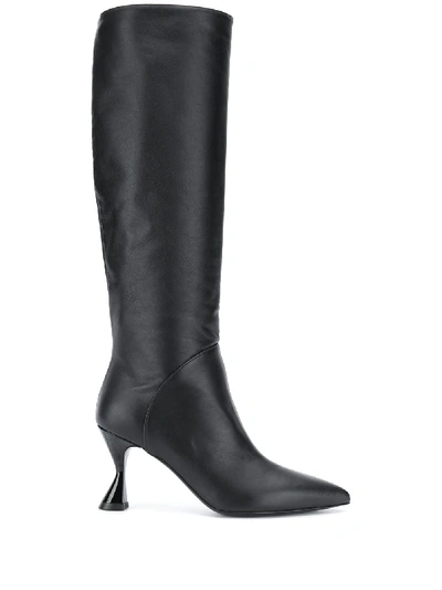 Pollini Pointed Knee-length Boots In Black