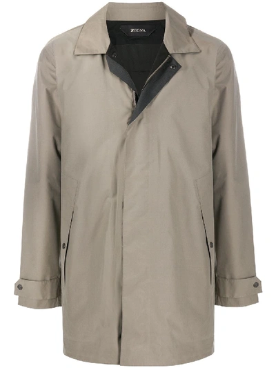 Shop Z Zegna Point Collar Cat Coat In Neutrals