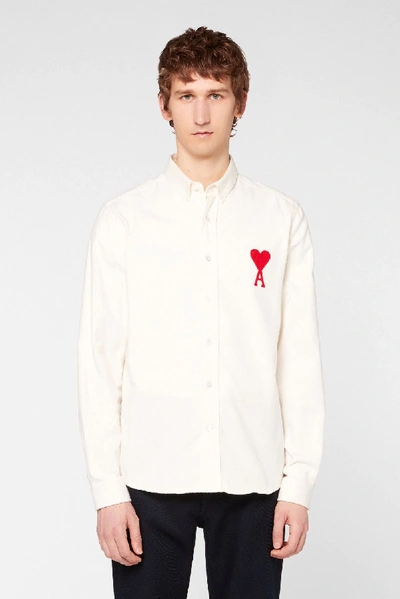 Shop Ami Alexandre Mattiussi Button-down Ami De Coeur Shirt In White