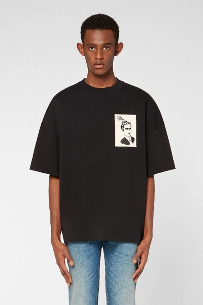 Shop Ami Alexandre Mattiussi Anniversary Face Patch T-shirt In Black