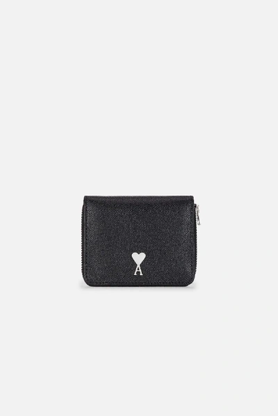 Shop Ami Alexandre Mattiussi Compact Wallet Ami De Coeur Stud In Black