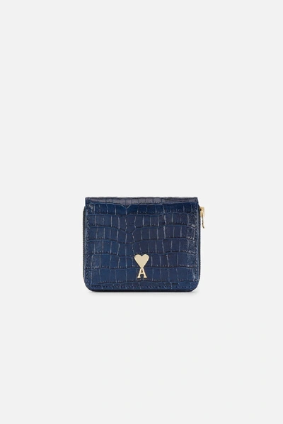 Shop Ami Alexandre Mattiussi Compact Wallet Ami De Coeur Stud In Blue