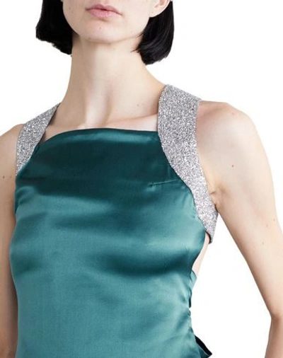Shop Harmur Woman Top Deep Jade Size L Silk, Plastic In Green