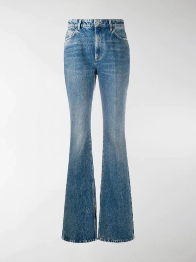 Shop Attico High-waisted Bootcut Jeans In Blue